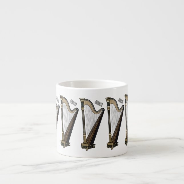 Taza De Espresso Ilustracion Harp personalizado (Frente)