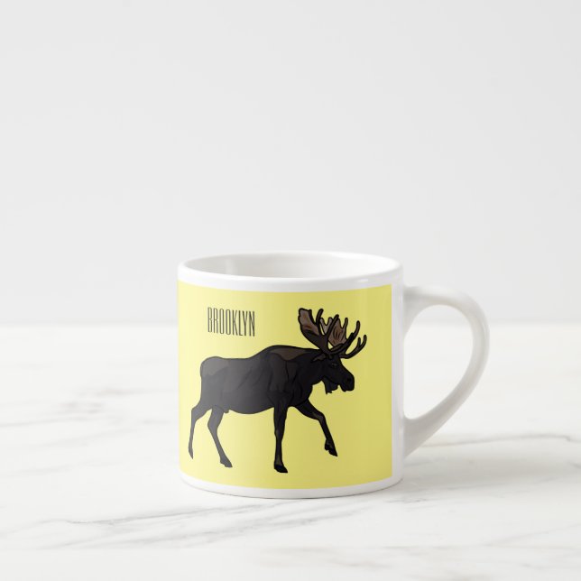 Taza De Espresso Ilustracion Moose personalizado (Derecha)