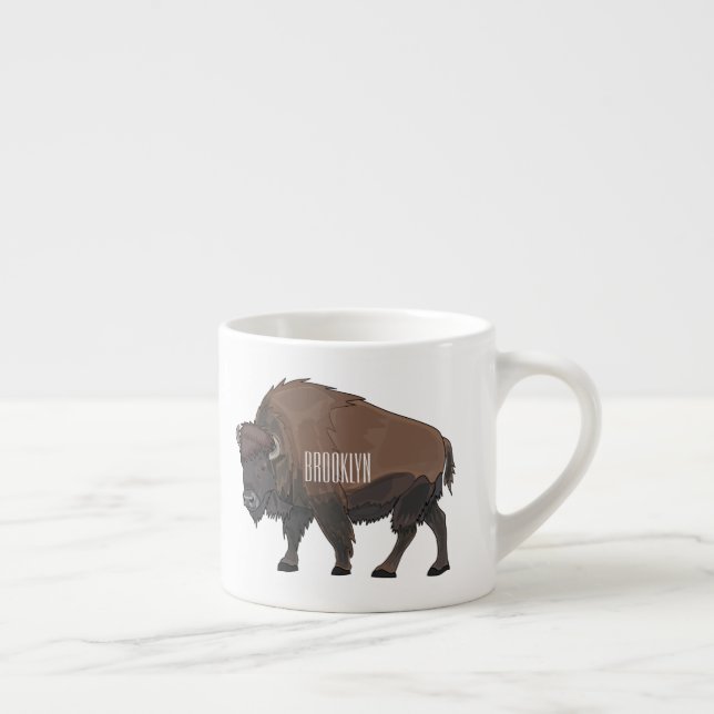 Taza De Espresso Ilustracion personalizado Bison (Derecha)