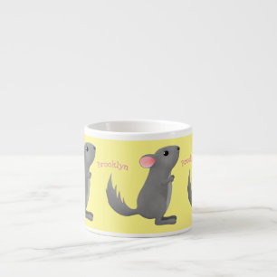 Taza De Espresso Ilustracion personalizado chinchilla gris suave