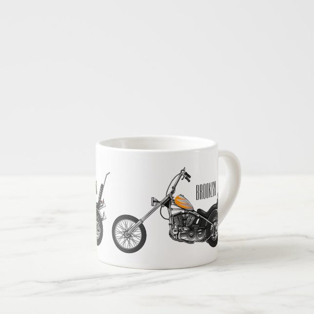 Taza De Espresso Ilustracion personalizado Chopper Motorcycle 1950 (Derecha)