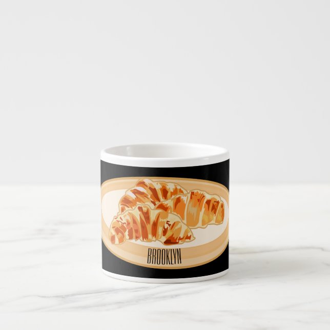 Taza De Espresso Ilustracion personalizado croissant (Frente)