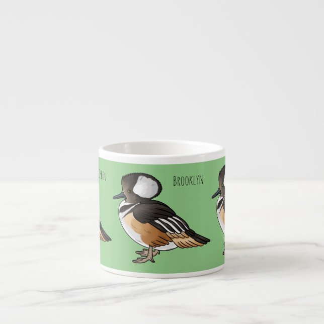 Taza De Espresso Ilustracion personalizado de aves merganser con ca (Frente)