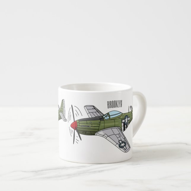 Taza De Espresso Ilustracion personalizado de avión militar (Derecha)