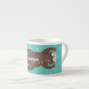 Taza De Espresso Ilustracion personalizado de buceo con nutria