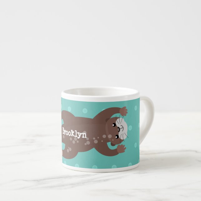 Taza De Espresso Ilustracion personalizado de buceo con nutria (Derecha)