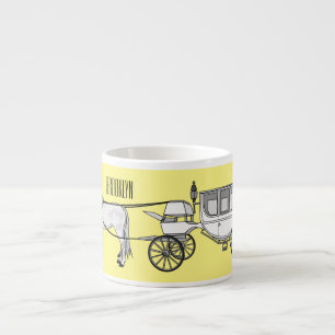 Taza De Espresso ilustracion personalizado de caballos y carruajes 