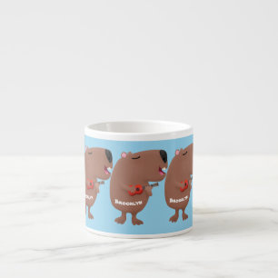 Taza De Espresso Ilustracion personalizado de capybara ukulele cant
