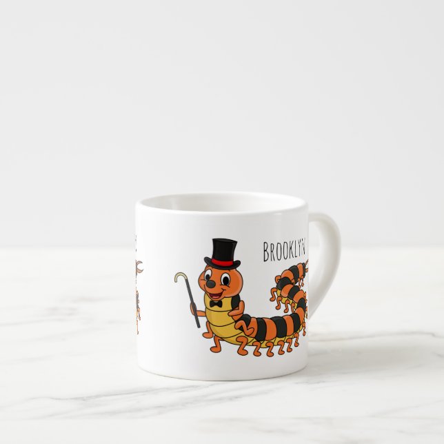 Taza De Espresso Ilustracion personalizado de centipede gracioso (Derecha)