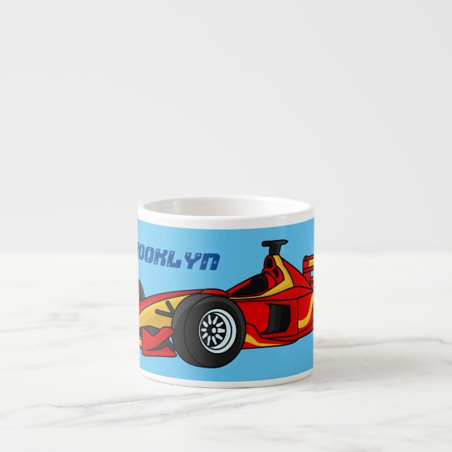 Taza De Espresso Ilustracion personalizado de coches de carreras de (Frente)