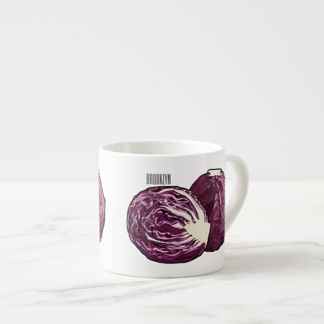 Taza De Espresso Ilustracion personalizado de col roja (Derecha)