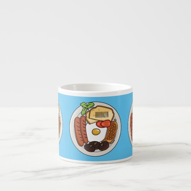 Taza De Espresso Ilustracion personalizado de desayuno inglés (Frente)