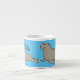 Taza De Espresso Ilustracion personalizado de focas elefantes