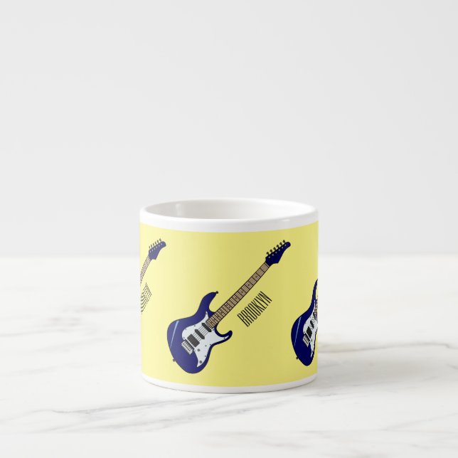 Taza De Espresso Ilustracion personalizado de guitarra eléctrica (Frente)