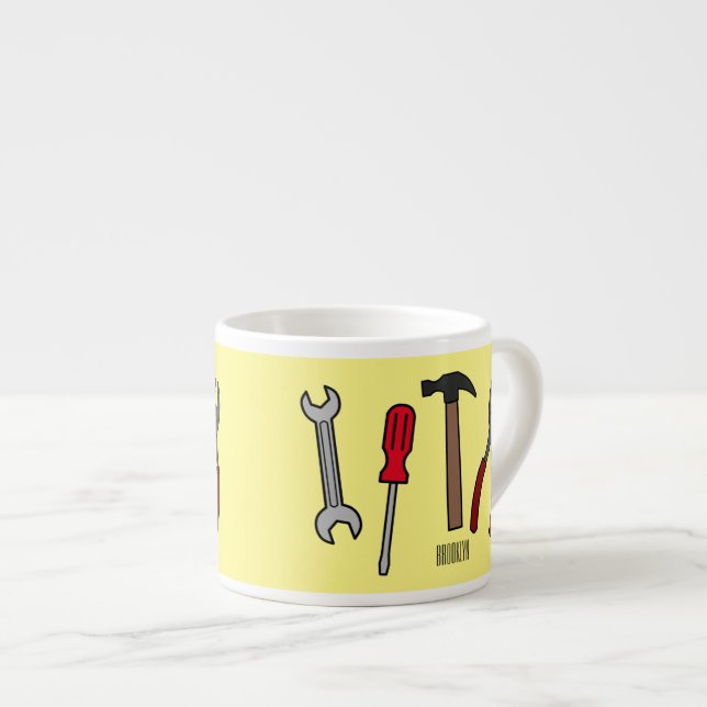 Taza De Espresso Ilustracion personalizado de herramientas de carpi (Derecha)