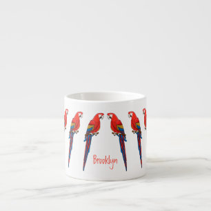 Taza De Espresso Ilustracion personalizado de loro de macao escarla