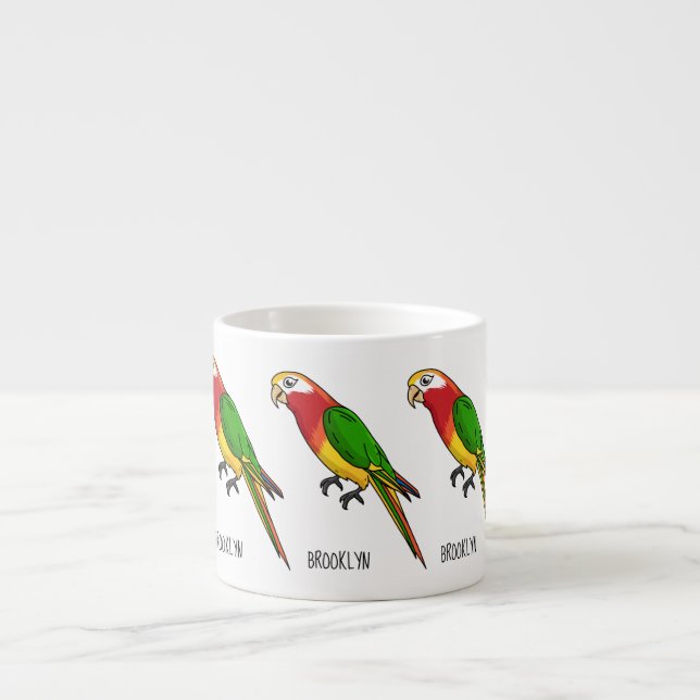 Taza De Espresso Ilustracion personalizado de loro feliz (Frente)