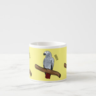 Taza De Espresso Ilustracion personalizado de loro gris africano