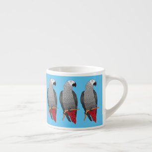 Taza De Espresso Ilustracion personalizado de loro gris africano