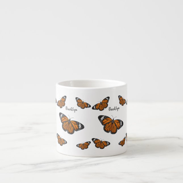 Taza De Espresso Ilustracion personalizado de mariposa monarca (Frente)