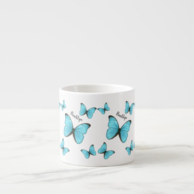 Taza De Espresso Ilustracion personalizado de mariposas morfo (Frente)