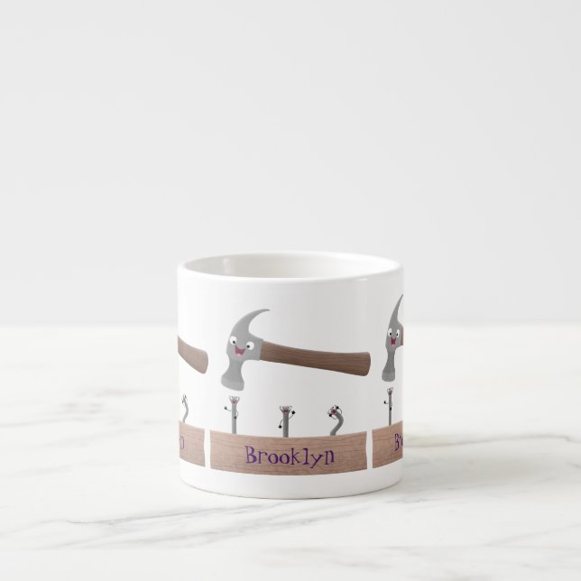 Taza De Espresso Ilustracion personalizado de martillo y clavos lin (Frente)