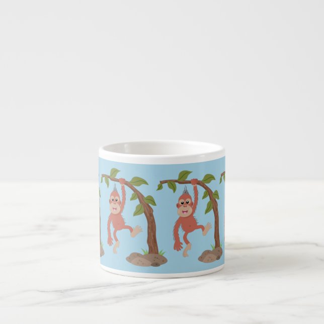 Taza De Espresso Ilustracion personalizado de orangután bebé feliz (Frente)