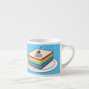 Taza De Espresso Ilustracion personalizado de pastel de arcoiris