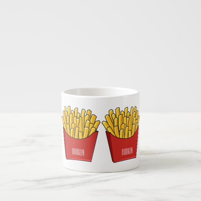 Taza De Espresso Ilustracion personalizado de patatas fritas (Frente)
