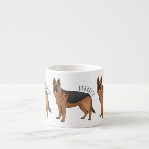 Taza De Espresso Ilustracion personalizado de perro pastor alemán