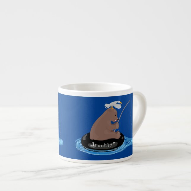Taza De Espresso Ilustracion personalizado de pesca de cachorro de  (Derecha)