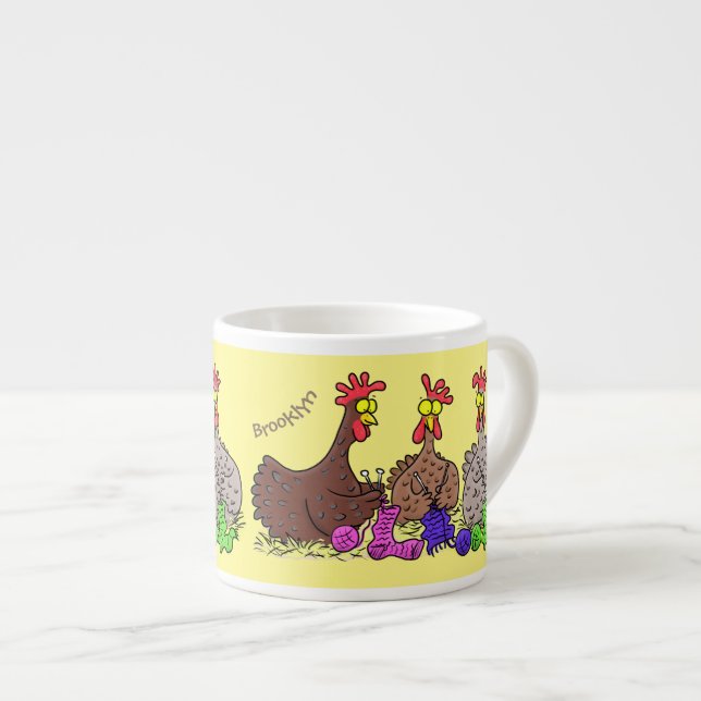 Taza De Espresso Ilustracion personalizado de pollos de punto diver (Derecha)