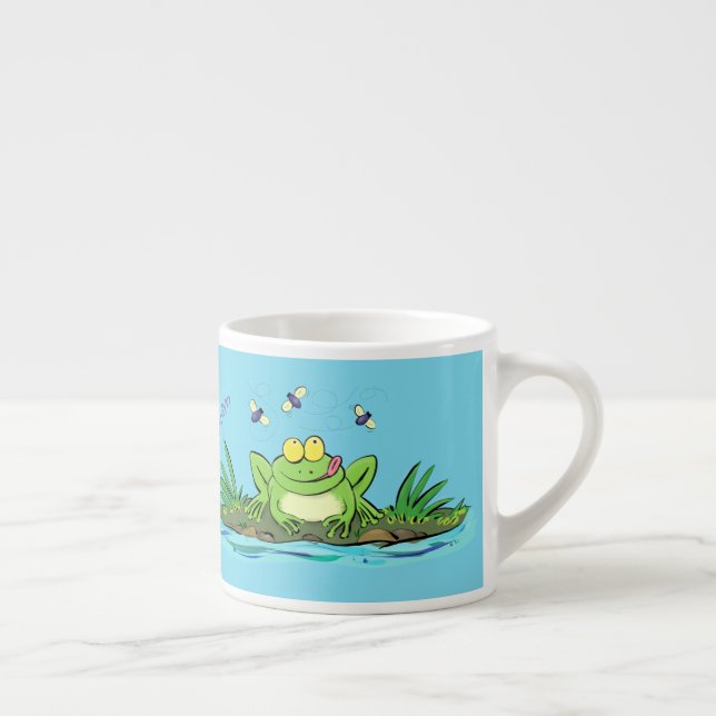 Taza De Espresso Ilustracion personalizado de rana verde dulce (Derecha)