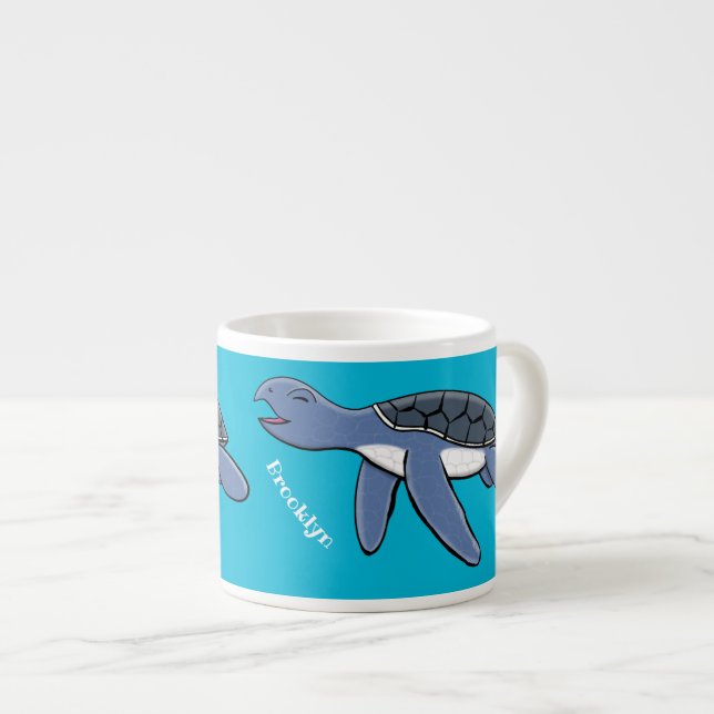Taza De Espresso Ilustracion personalizado de tortuga marina de beb (Derecha)
