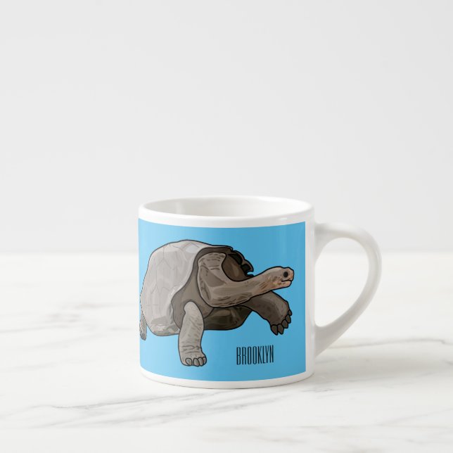 Taza De Espresso Ilustracion personalizado de tortugas de Galápagos (Derecha)