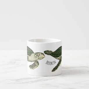 Taza De Espresso Ilustracion personalizado de tortugas marinas