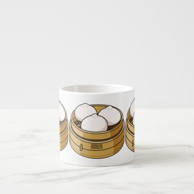 Taza De Espresso Ilustracion personalizado Dim sum (Frente)