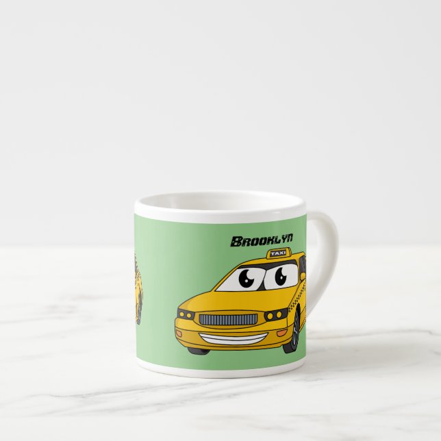 Taza De Espresso Ilustracion personalizado divertido de taxi amaril (Derecha)