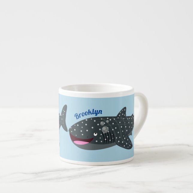 Taza De Espresso Ilustracion personalizado feliz de tiburón ballena (Derecha)