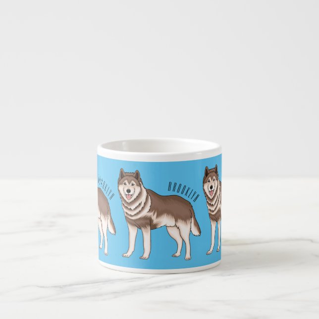 Taza De Espresso Ilustracion personalizado husky siberiano (Frente)