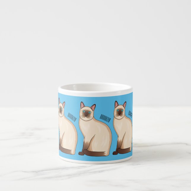 Taza De Espresso Ilustracion personalizado siamés (Frente)