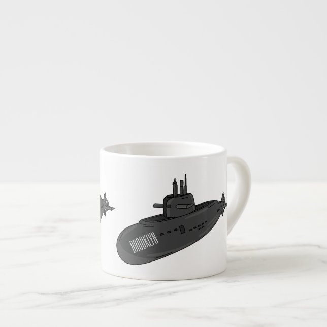 Taza De Espresso Ilustracion personalizado submarino (Derecha)