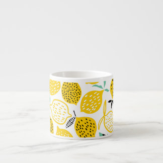 Taza De Espresso Ilustracion Vintage de diseño de verano de limón