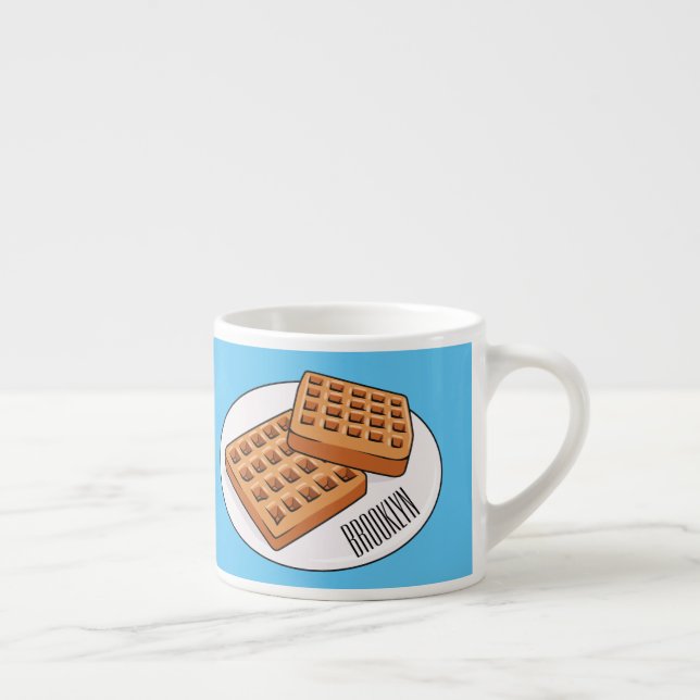 Taza De Espresso Ilustracion Waffle personalizado (Derecha)