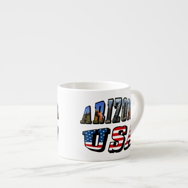 Taza De Espresso Imagen de Arizona y texto de bandera de Estados Un (Derecha)