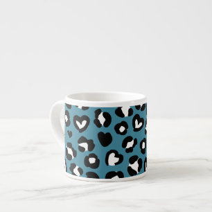 Taza De Espresso Impresión animal, leopardo azul, puntos de chita, 