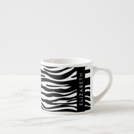Taza De Espresso Impresión de cebra, franjas, negro y blanco, su no