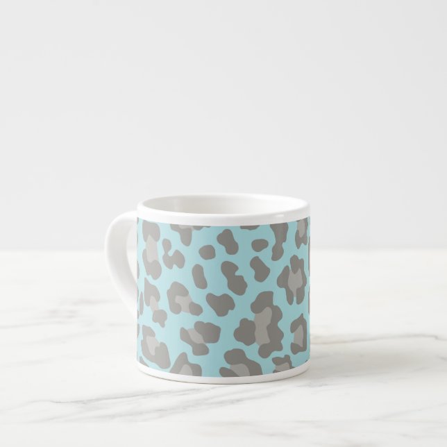 Taza De Espresso Impresión de leopardo azul y gris (Izquierda)