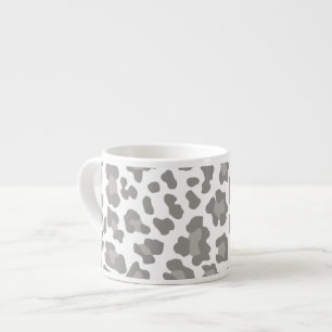 Taza De Espresso Impresión de leopardo blanco y gris