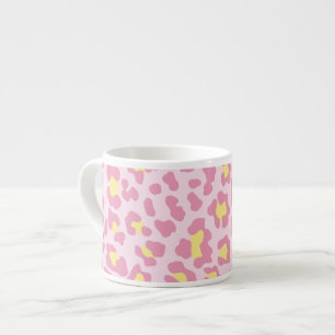 Taza De Espresso Impresión de leopardo rosa y amarillo